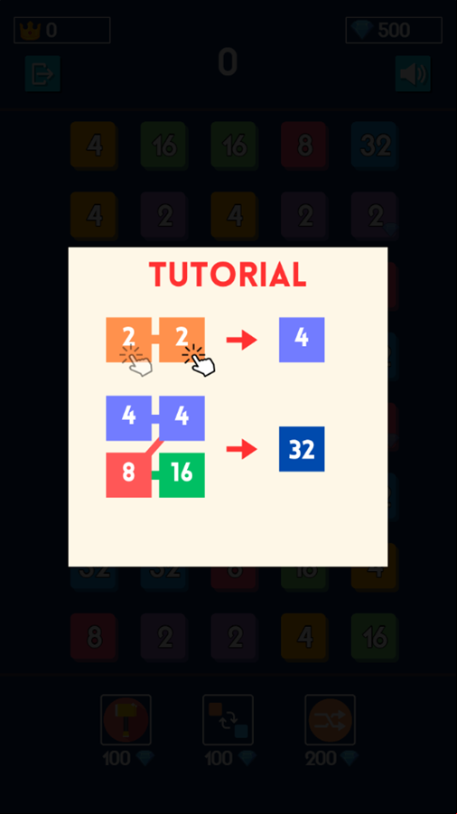 2248 Merge Puzzle Game Tutorial Screenshot.