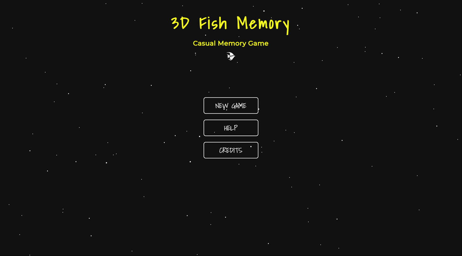 3D Fish Memory Game Welcome Screen Screenshot.
