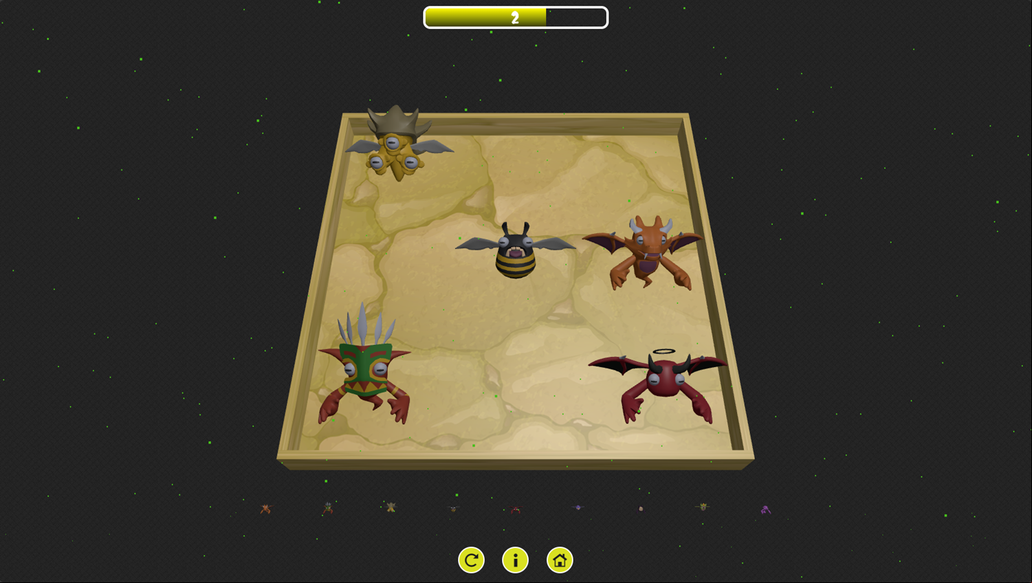 3D Monster Visual Memory Game Progress Screenshot.