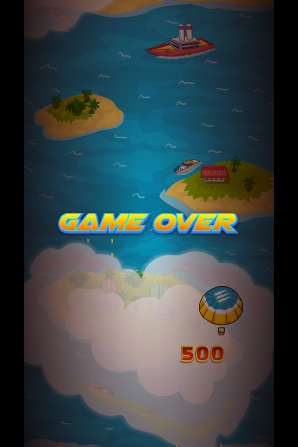 Air Warfare Game Over Score Screenshot.