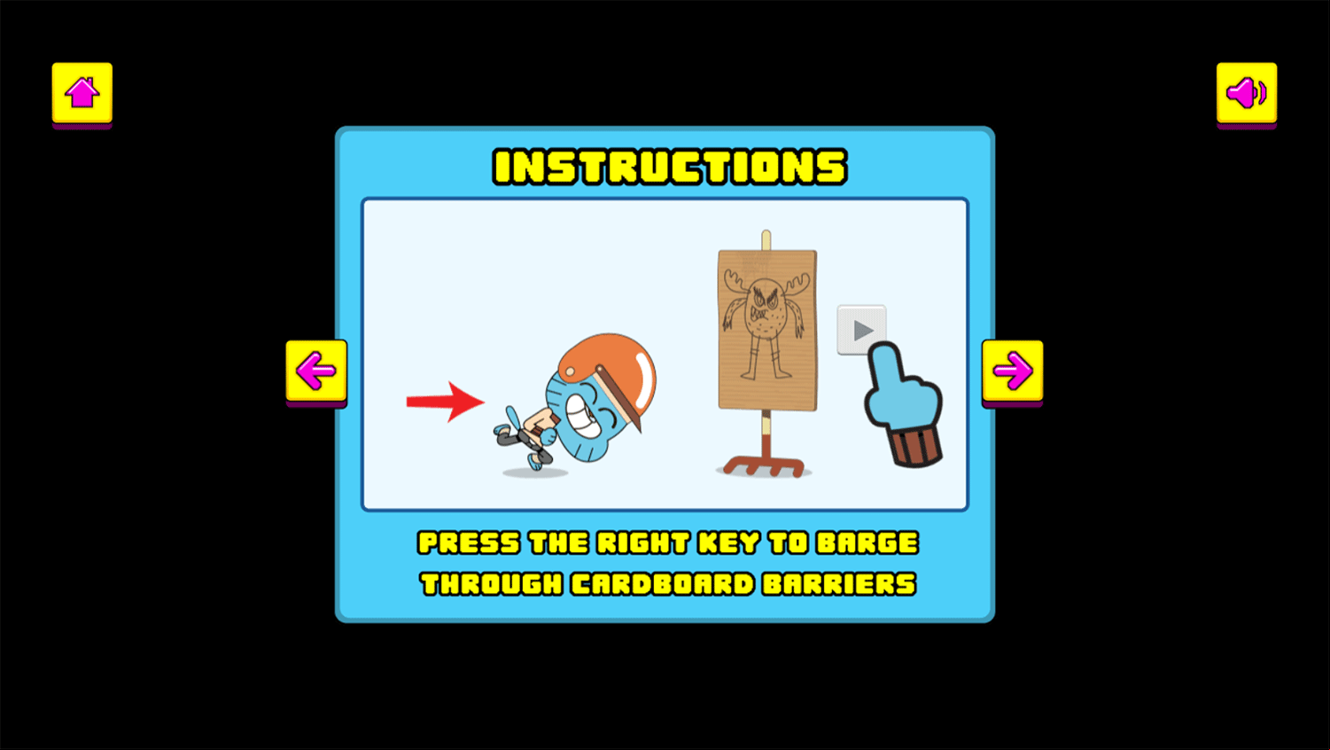 Amazing World of Gumball Go Long Game Instructions Screenshot.