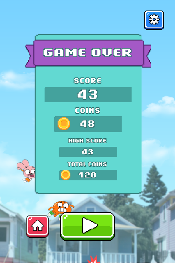 Amazing World of Gumball Gum Dropped Game Over Screenshot.