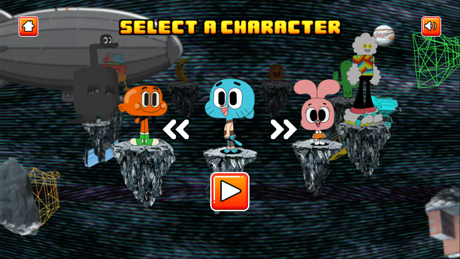 Amazing World of Gumball Swing Out Game Select Character Screenshot.