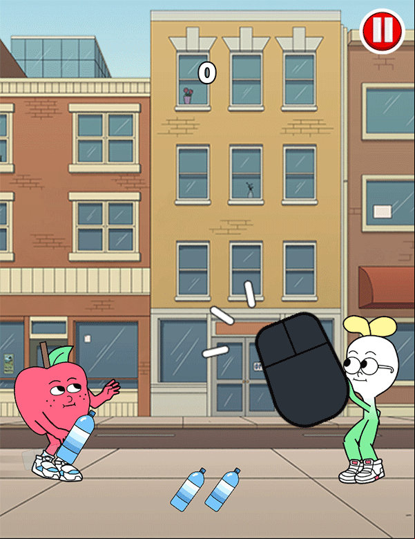 Apple & Onion Bottle Catch Game How To Play Screenshot.