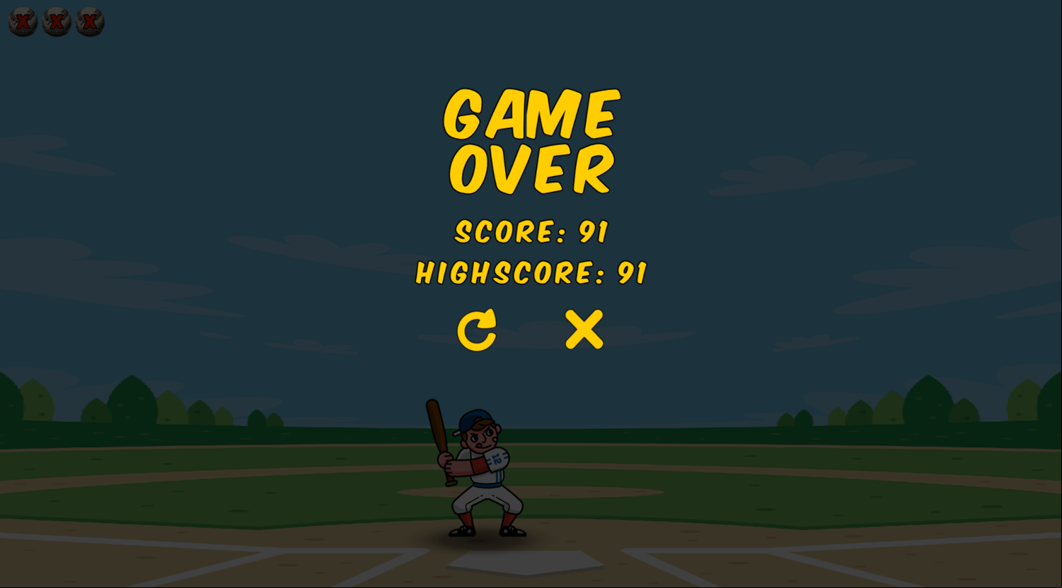 Baseball Joe Game Over Screenshot.