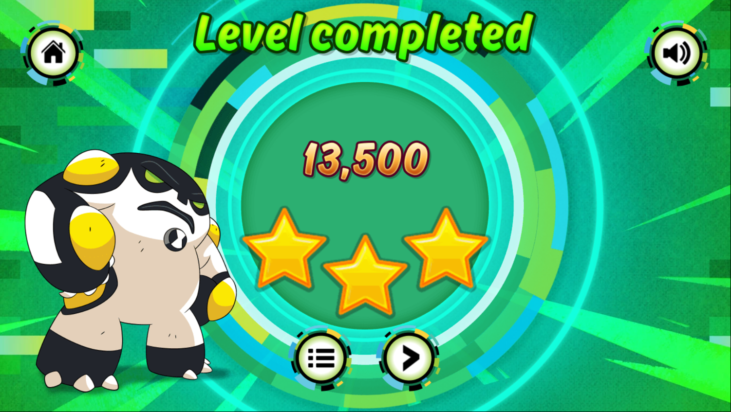 Ben 10 Hero Time Game Level Complete Screenshot.