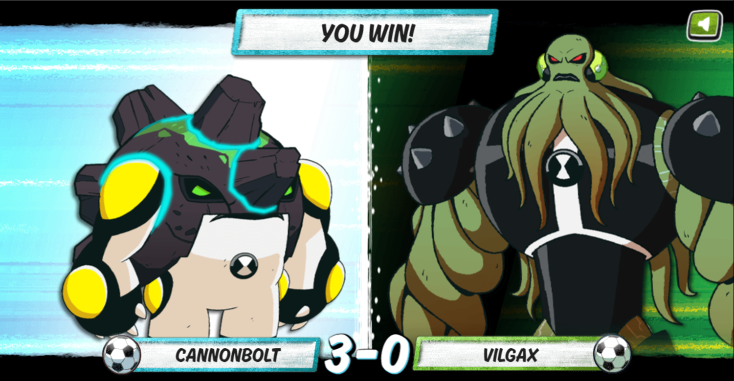 Ben 10 Penalty Power Game Final Match Won Screenshot.