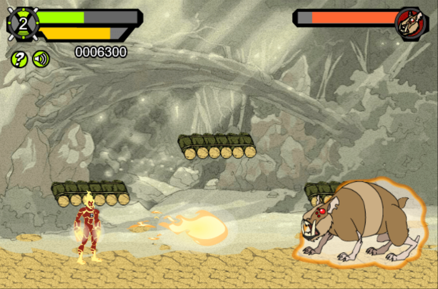 Ben 10 Race Against Time Savage Pursuit Game Boss Fight Screenshot.