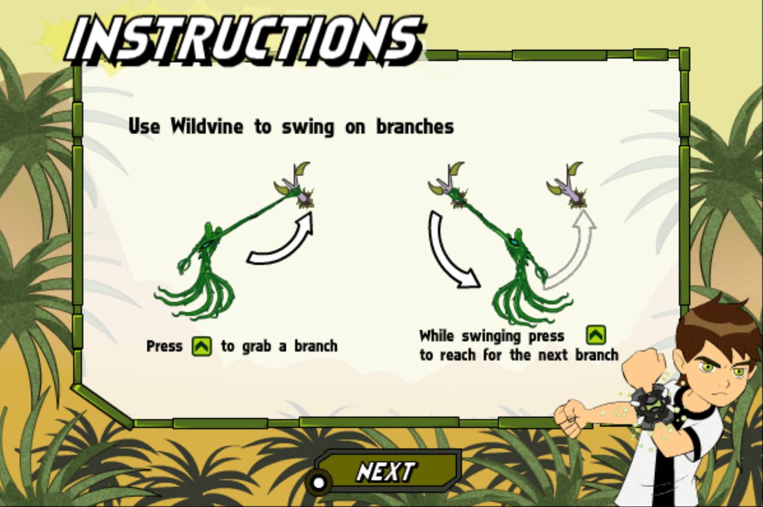 Ben 10 Race Against Time Savage Pursuit Game Welcome Play Tips Screenshot.