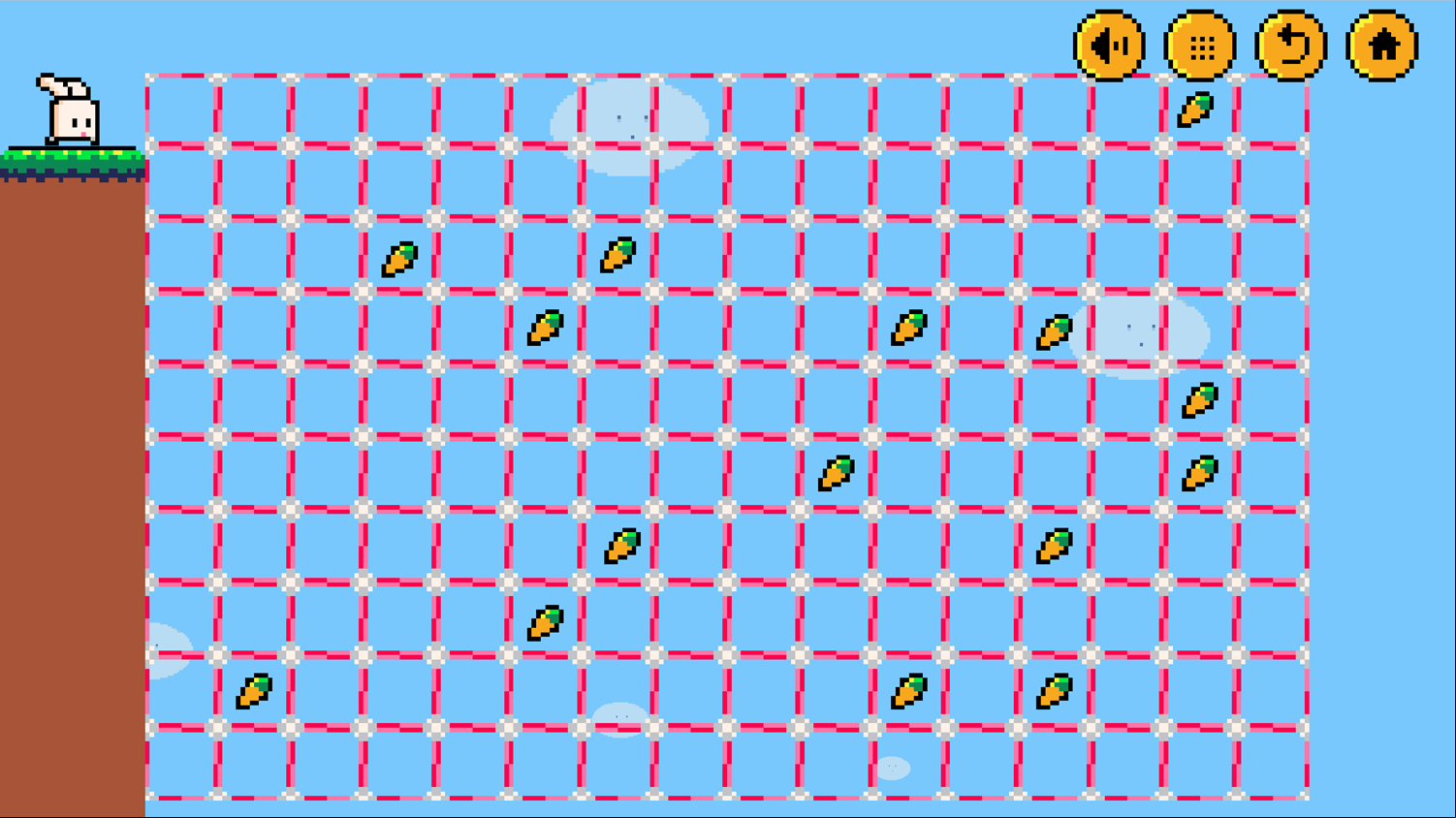 Bouncing Bunny Game Many Red Blocks Screenshot.