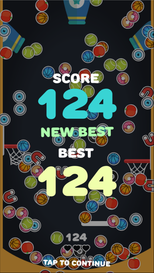 Bouncy Dunks Game Over Screen Screenshot.