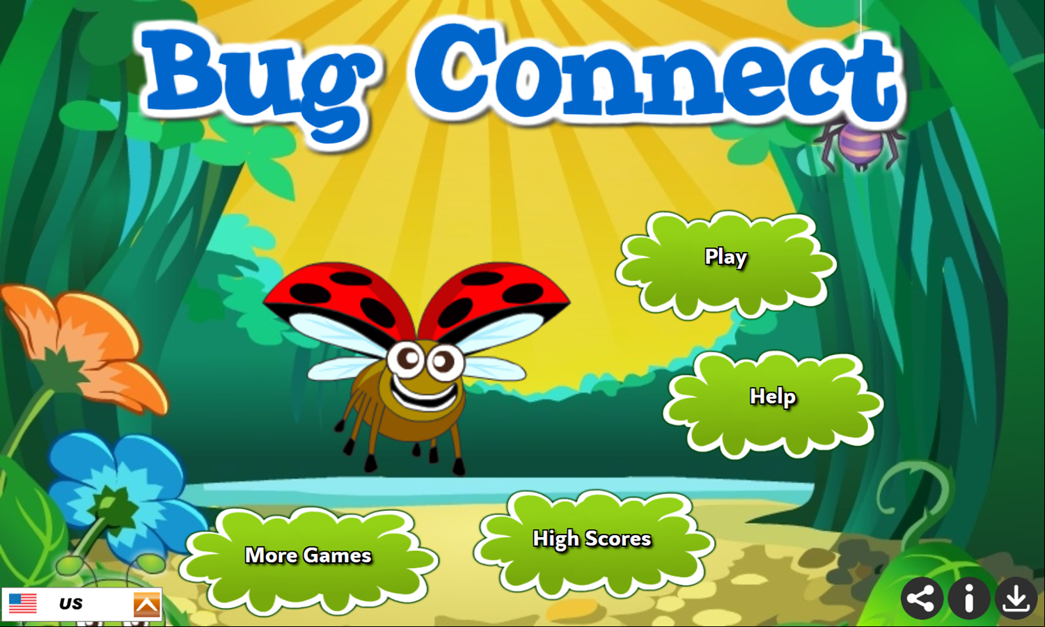 Bug Connect Game Welcome Screen Screenshot.