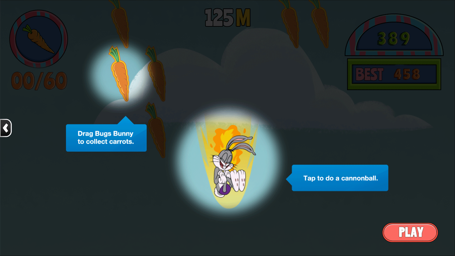 Bugs Bunny Dare Diver Instructions Screenshot.