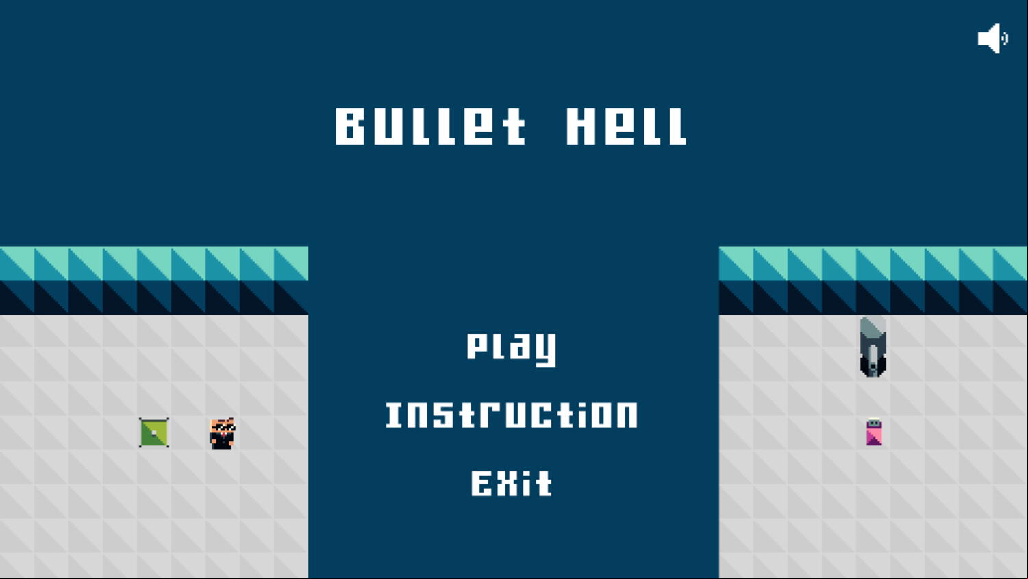 Bullet Hell Game Welcome Screen Screenshot.