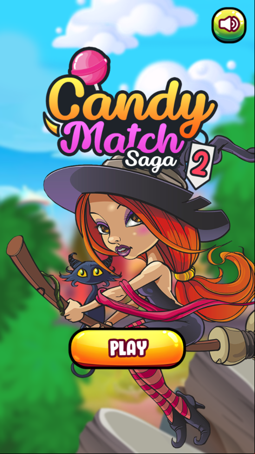 Candy Match Saga 2 Game Welcome Screen Screenshot.