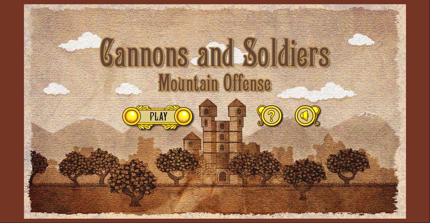 Cannons and Soldiers Welcome Screen Screenshot.