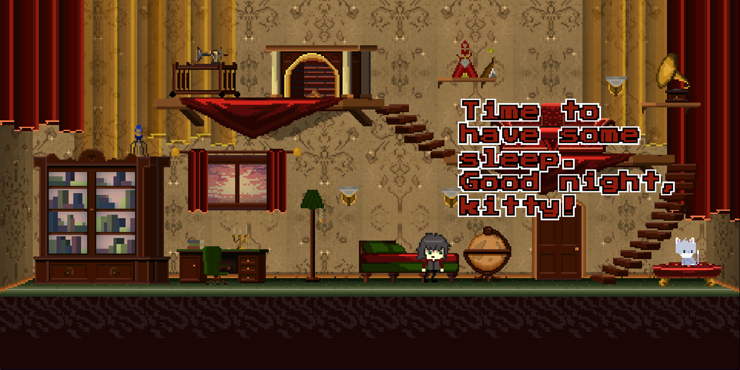 Cat and Ghosts Game Intro Screenshot.