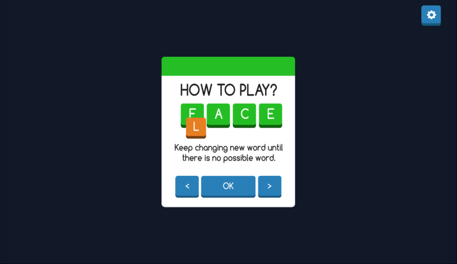 Change Word Game Instructions Screenshot.