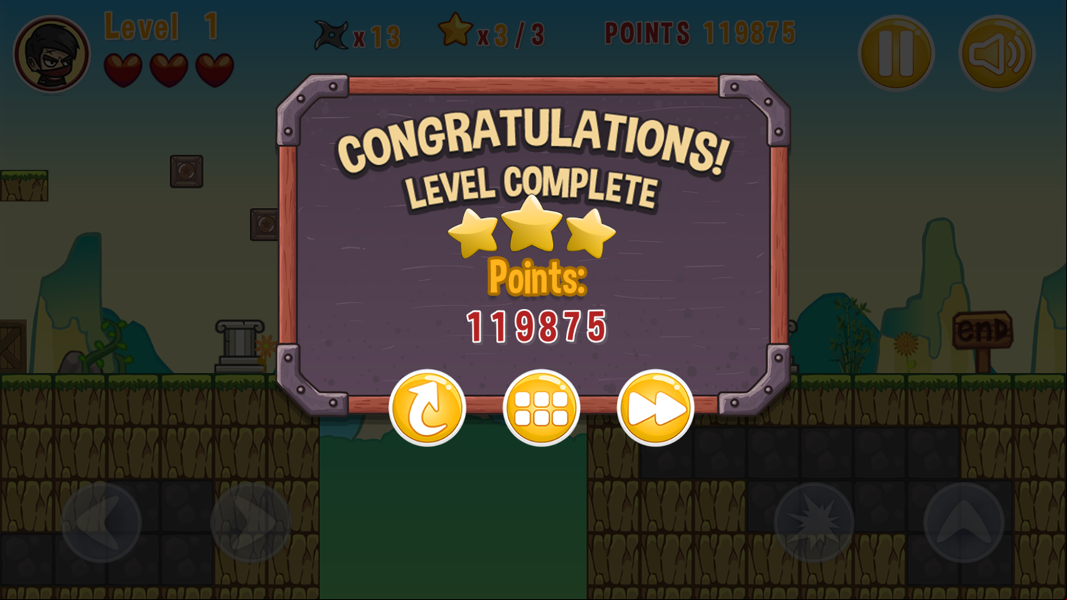 Chibi Hero Game Level Complete Screenshot.