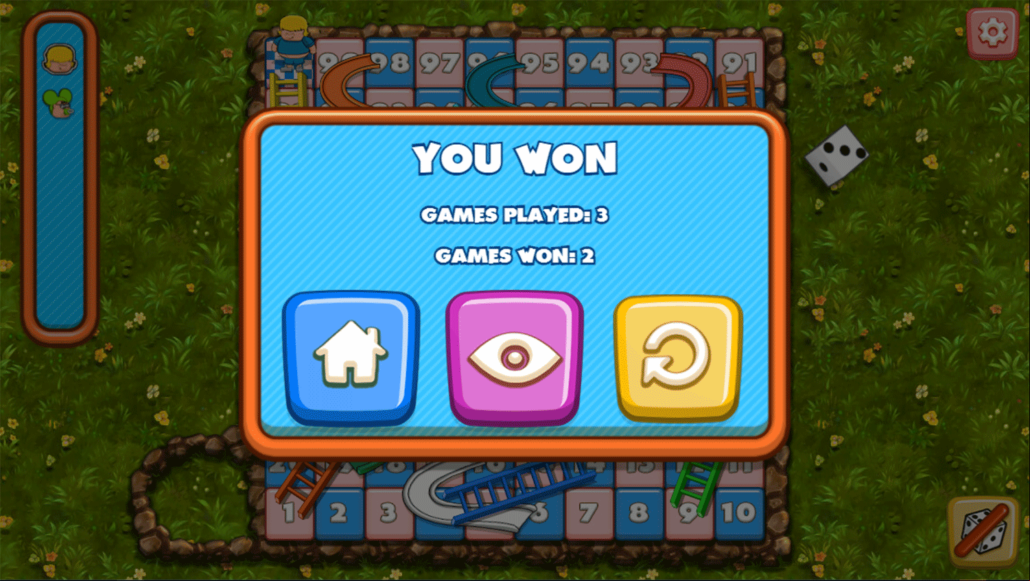Chutes and Ladders Game Win Screenshot.