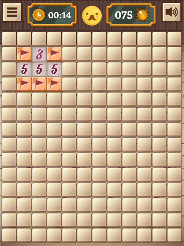 Classic Mine Sweeper Game Hard Mode Screenshot.