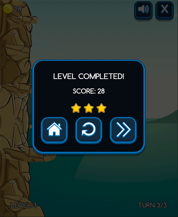 Cliff Diving Game Score Screenshot.