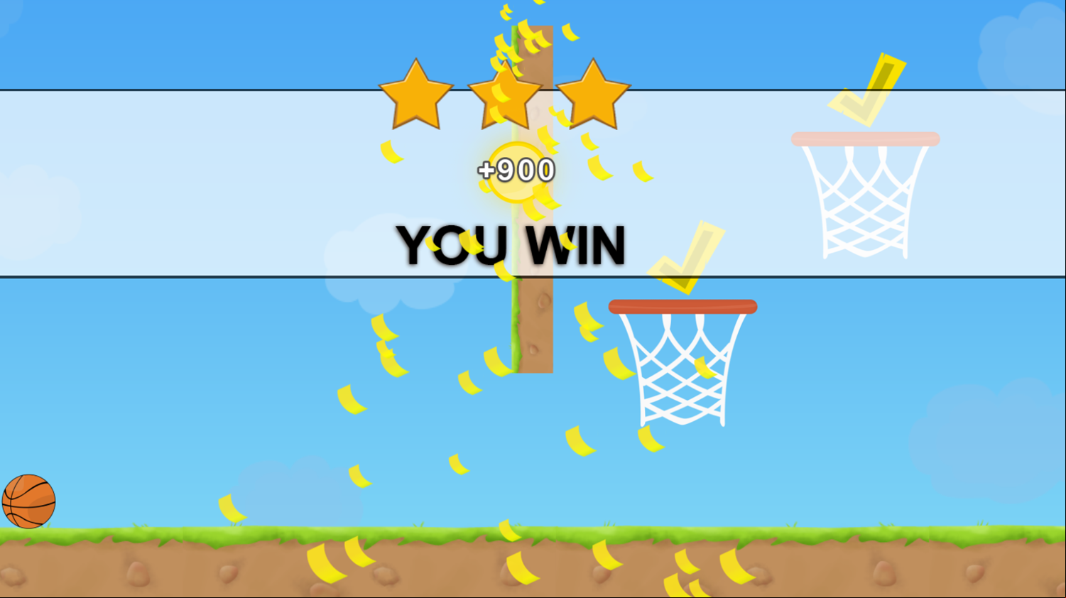 Crazy Baskets Game Level Beat Screen Screenshot.