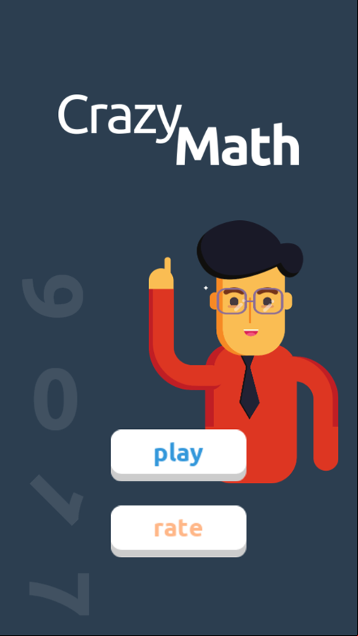 Crazy Math Game Welcome Screen Screenshot.