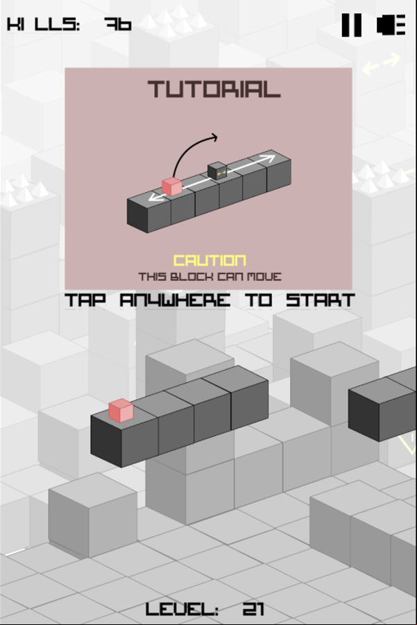 Cube Xtreme Game Horizontally Moving Blocks Tutorial Screen Screenshot.