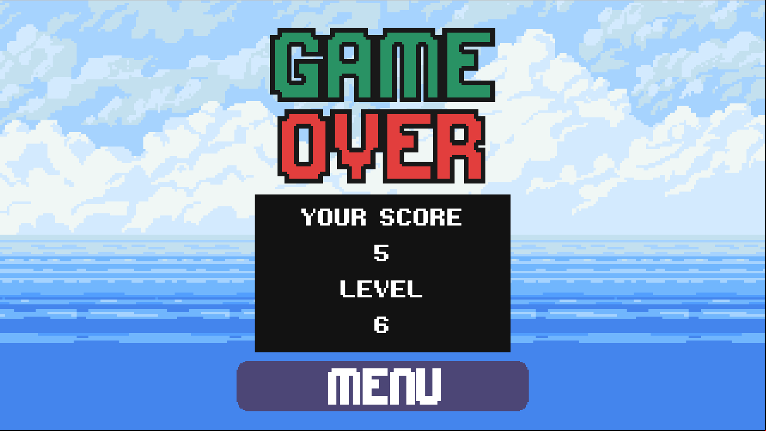 Dangerous Parachute Game Over Screen Screenshot.