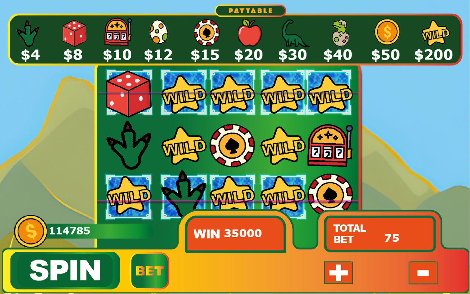 Dino's Fortune Game Jackpot Screenshot.