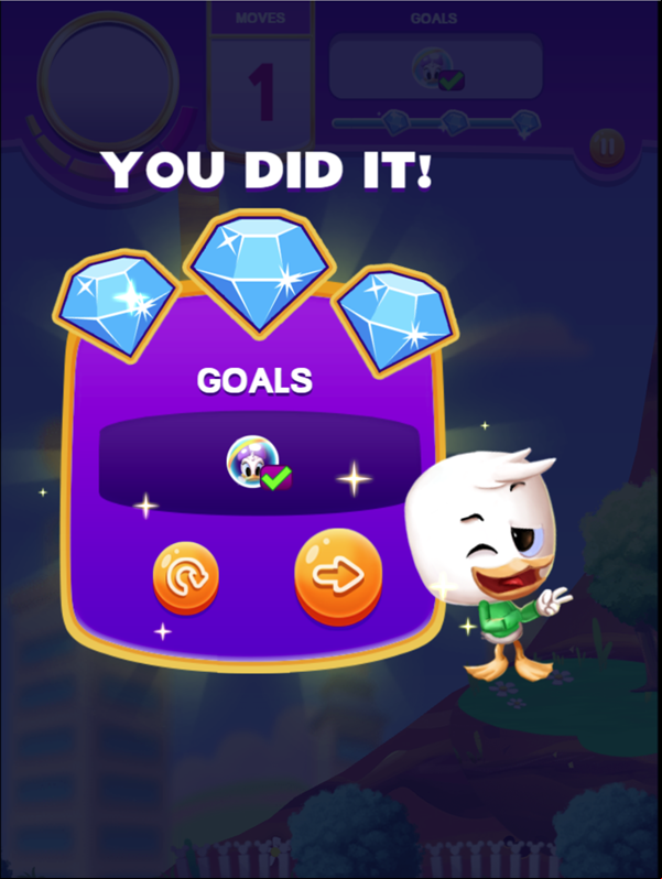 Disney Bubble Burst Game Level Beat Screen Screenshot.