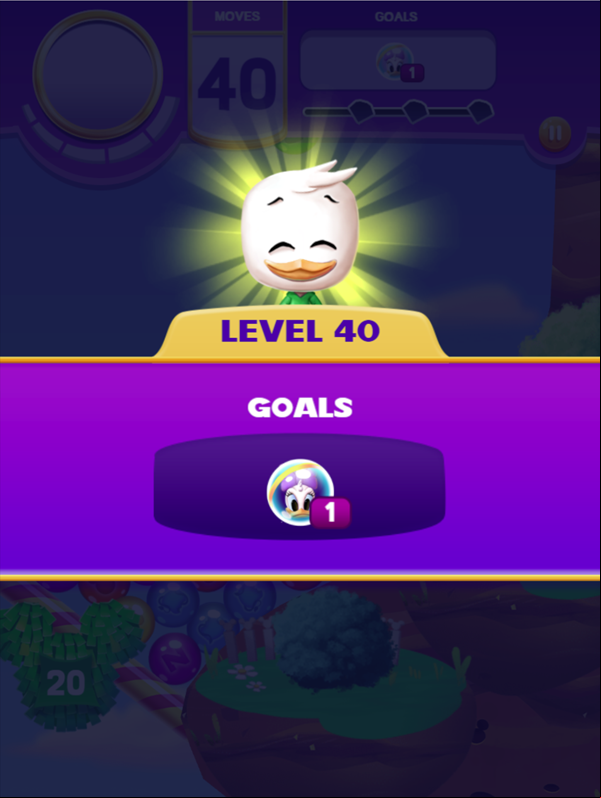 Disney Bubble Burst Game Level Start Screen Screenshot.