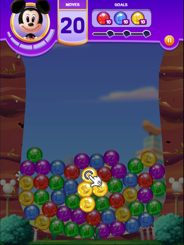 Disney Bubble Burst Game Match 4 Example Screenshot.