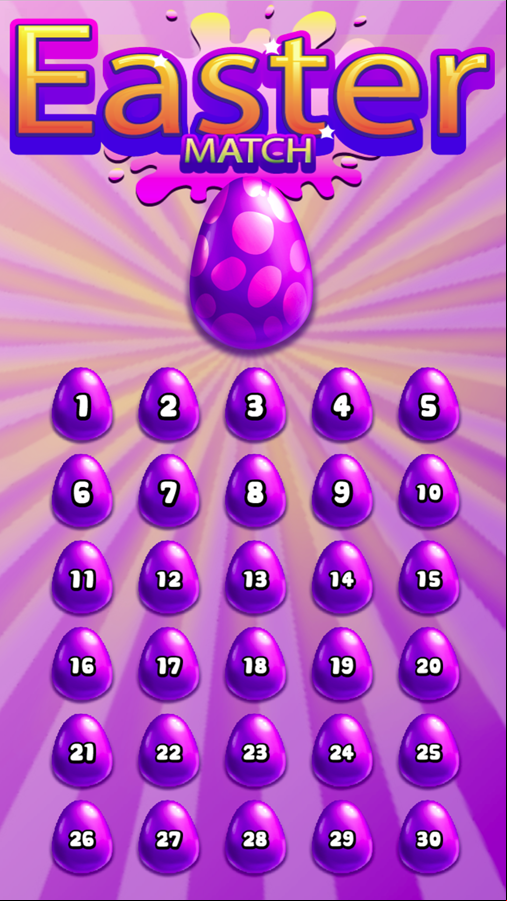 Easter Match Game Level Select Screen Screenshot.
