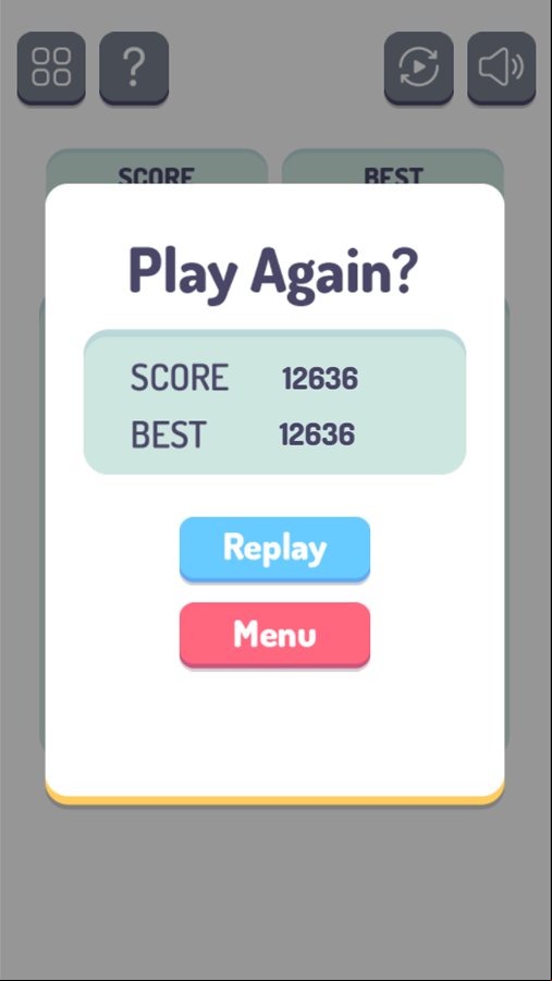 Emoji 2048 Game Over Screen Screenshot.