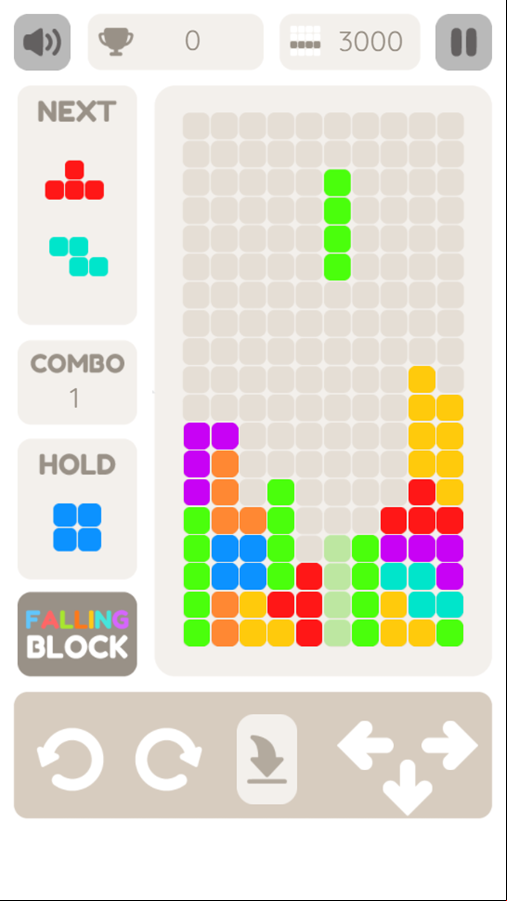 Falling Block Game Start Screenshot.