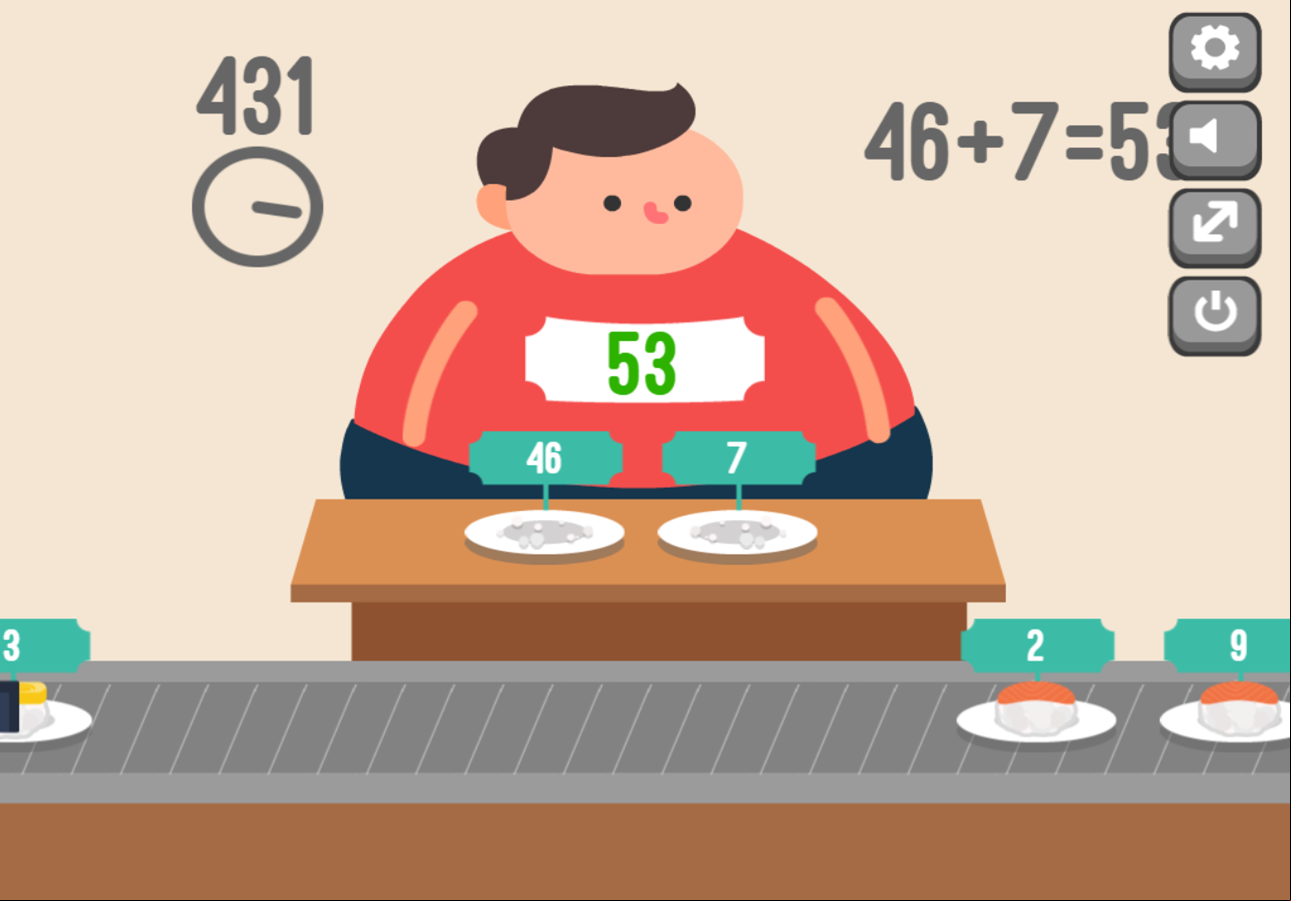 Feed Math Game Correct Answer Screenshot.