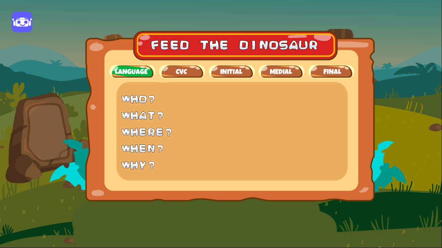 Feed The Dinosaur Game Welcome Screen Screenshot.