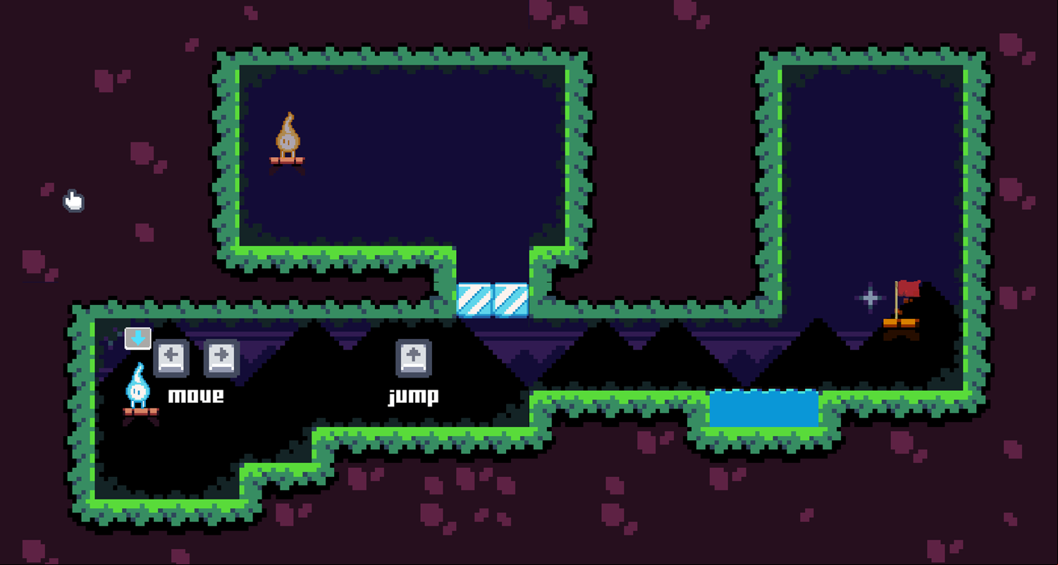 Fire and Ice Twins Gameplay Instructions Screenshot.