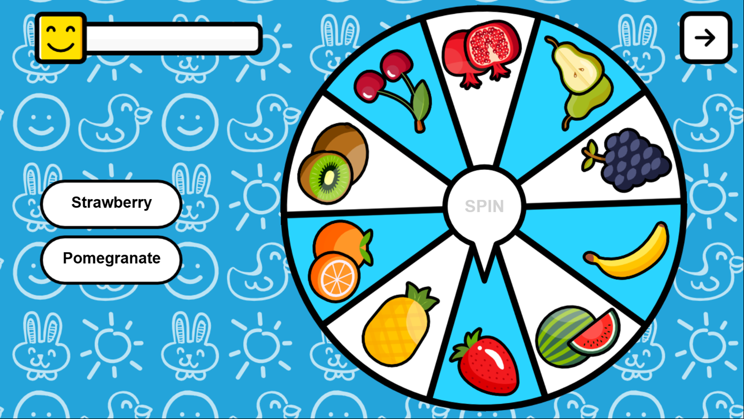 Fruit Wheel Game Start Screenshot.