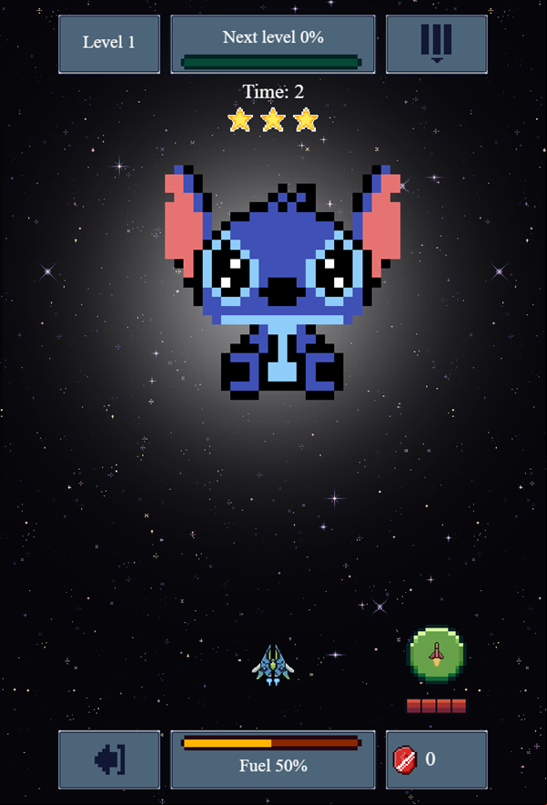 Galactic Pixel Storm Game Start Screenshot.