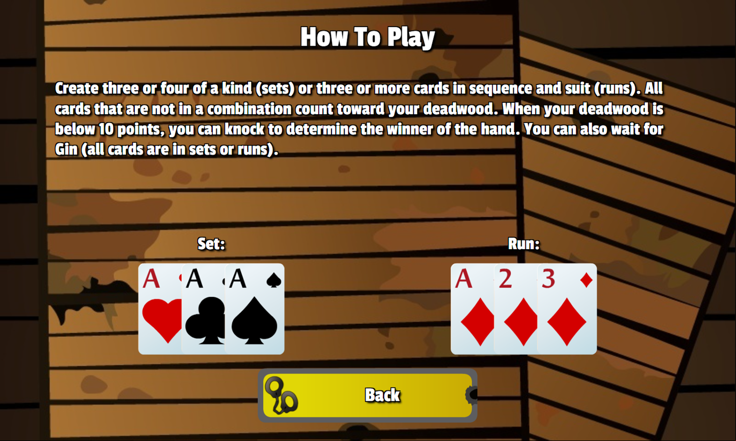 Gin Rummy Game How To Play Screenshot.