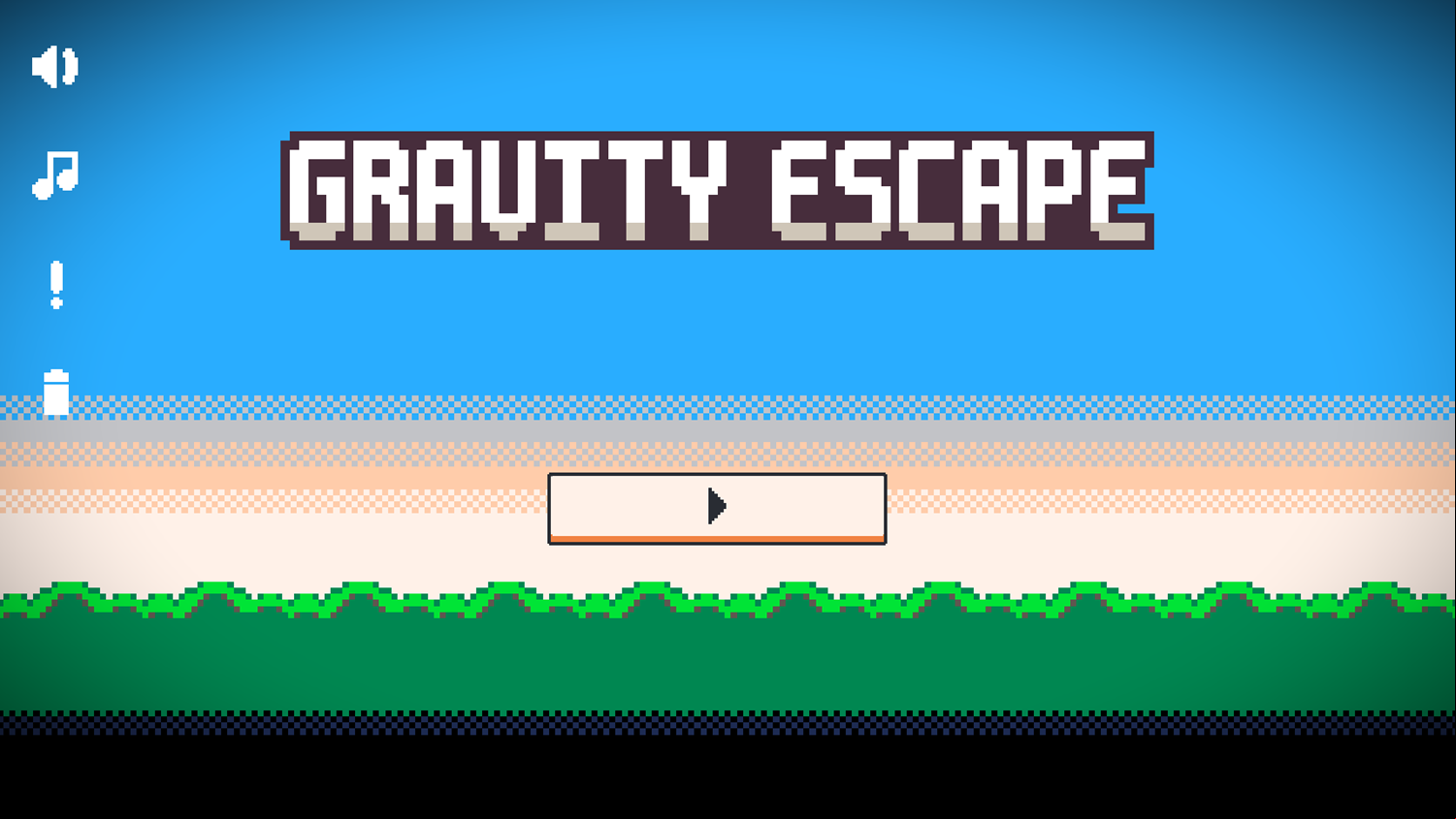 Gravity Escape Game Welcome Screen Screenshot.