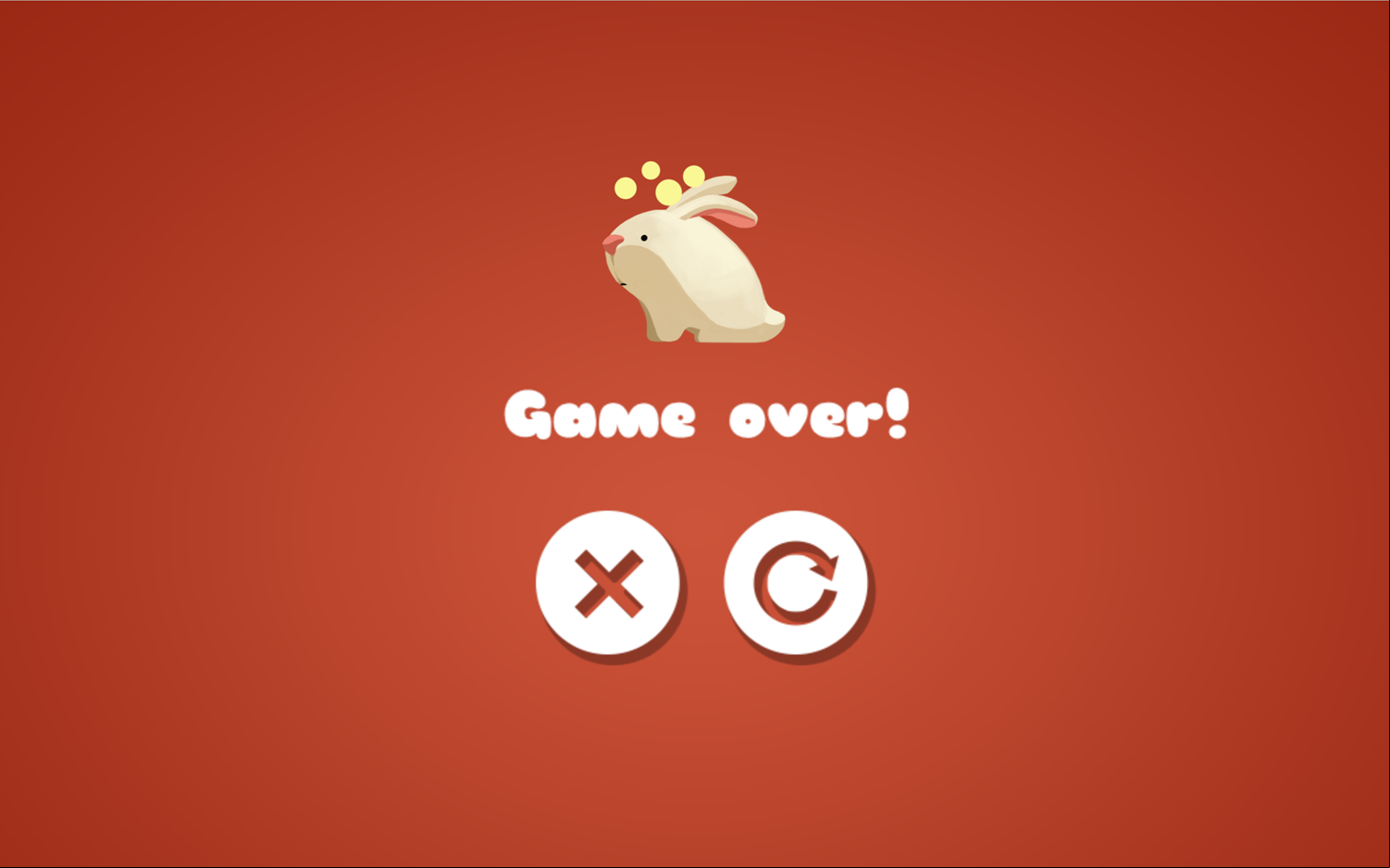 Greedy Rabbit Game Over Screen Screenshot.