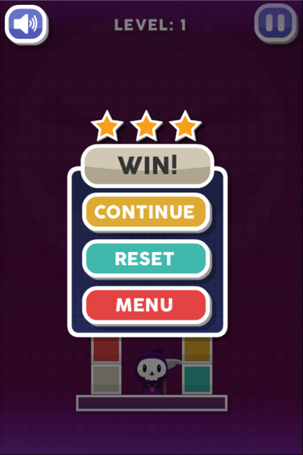 Grim Fall Game Level Complete Screen Screenshot.