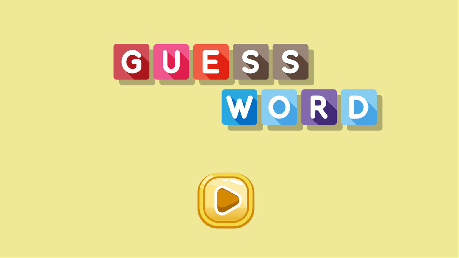 Guess Word Online Game Welcome Screen Screenshot.