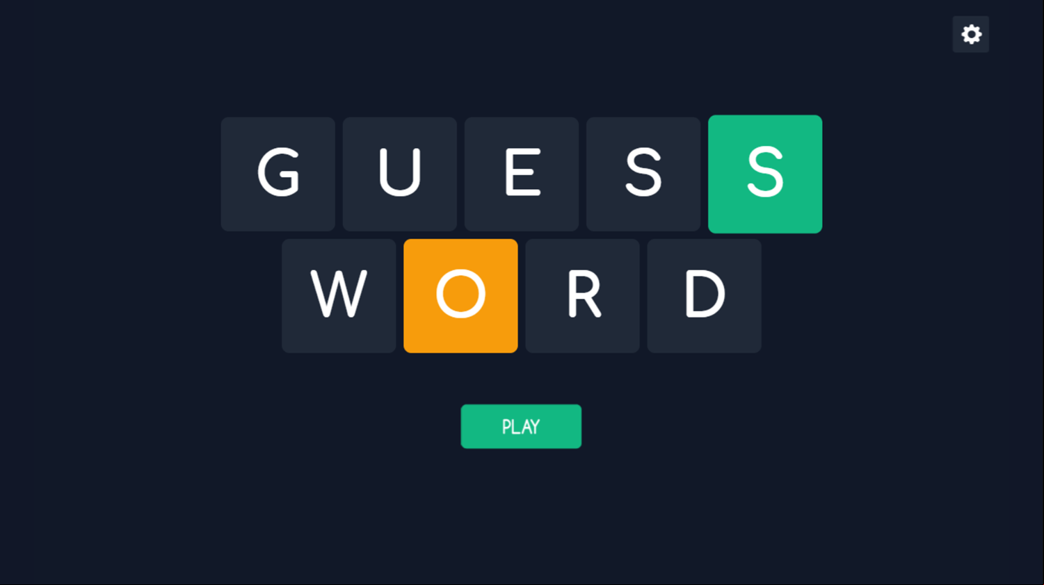 Guess Word Game Welcome Screen Screenshot.