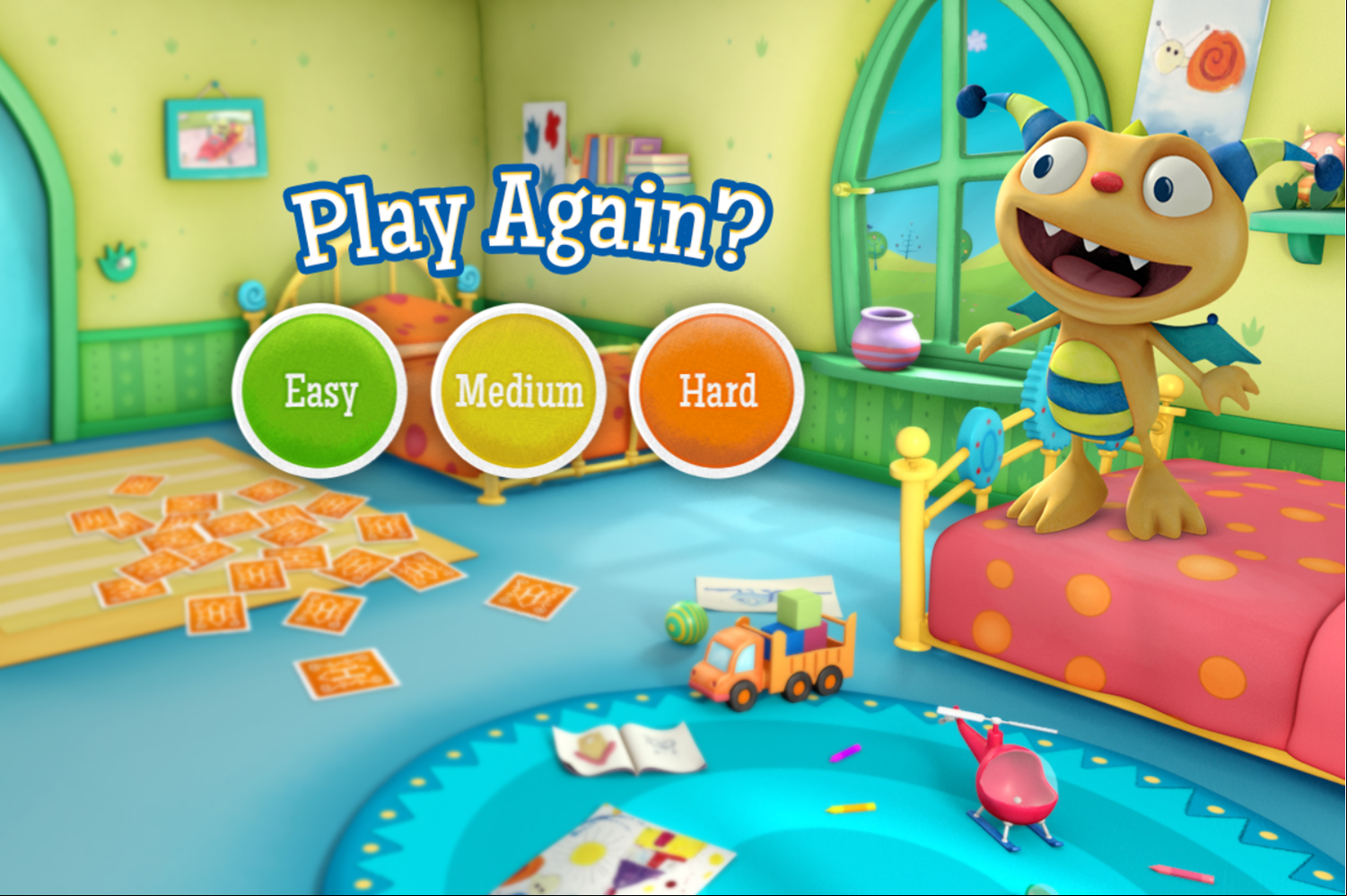 Henry Hugglemonster Henry's Hugglematch Game Play Again Screenshot.
