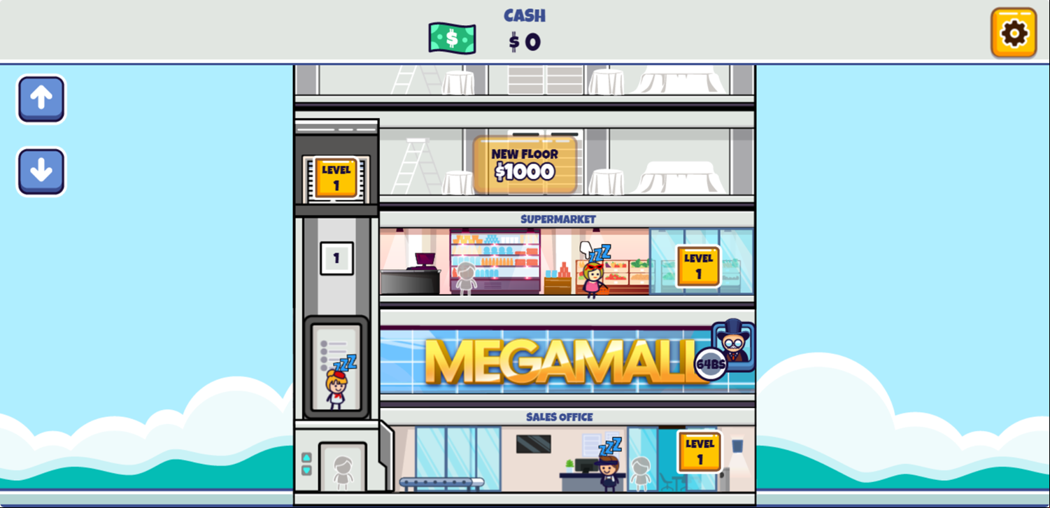 Idle Megamall Empire Game Start Worker Screenshot.